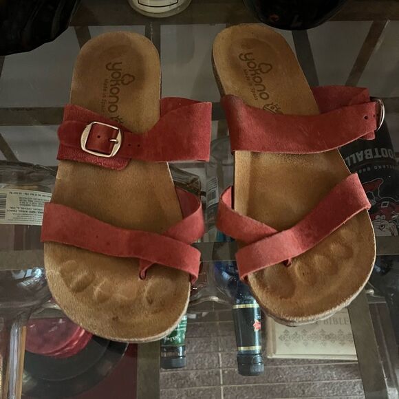 Women's Red Sandals Yokono size 9 leather - Picture 1 of 5